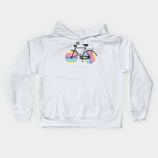 Bicycle with rainbow wheels Kids Hoodie